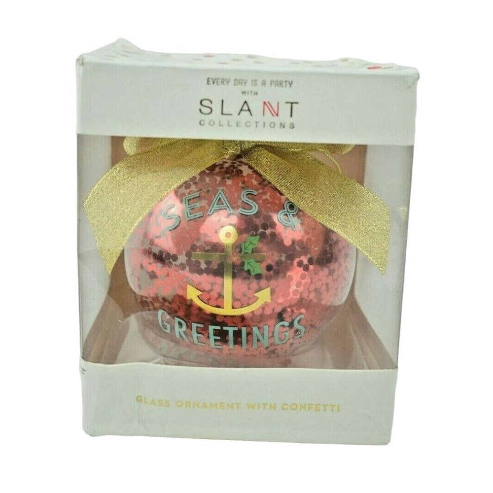 Slant Collections Seas and Greetings 4 inch Glass Ornament Ball